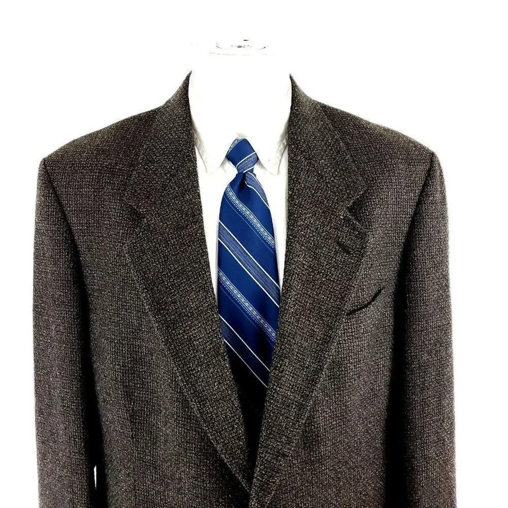 Pierre Cardin Wool Tweed 2 Button Sport Coat 42R‎ Black Green Check Spec